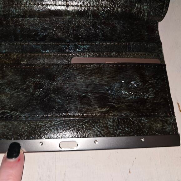 Patricia Nash NWT CAUCHY Wallet Italian Leather Tooled Turquoise Brown NEW - Picture 8 of 12